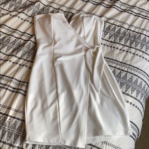 White strapless minidress